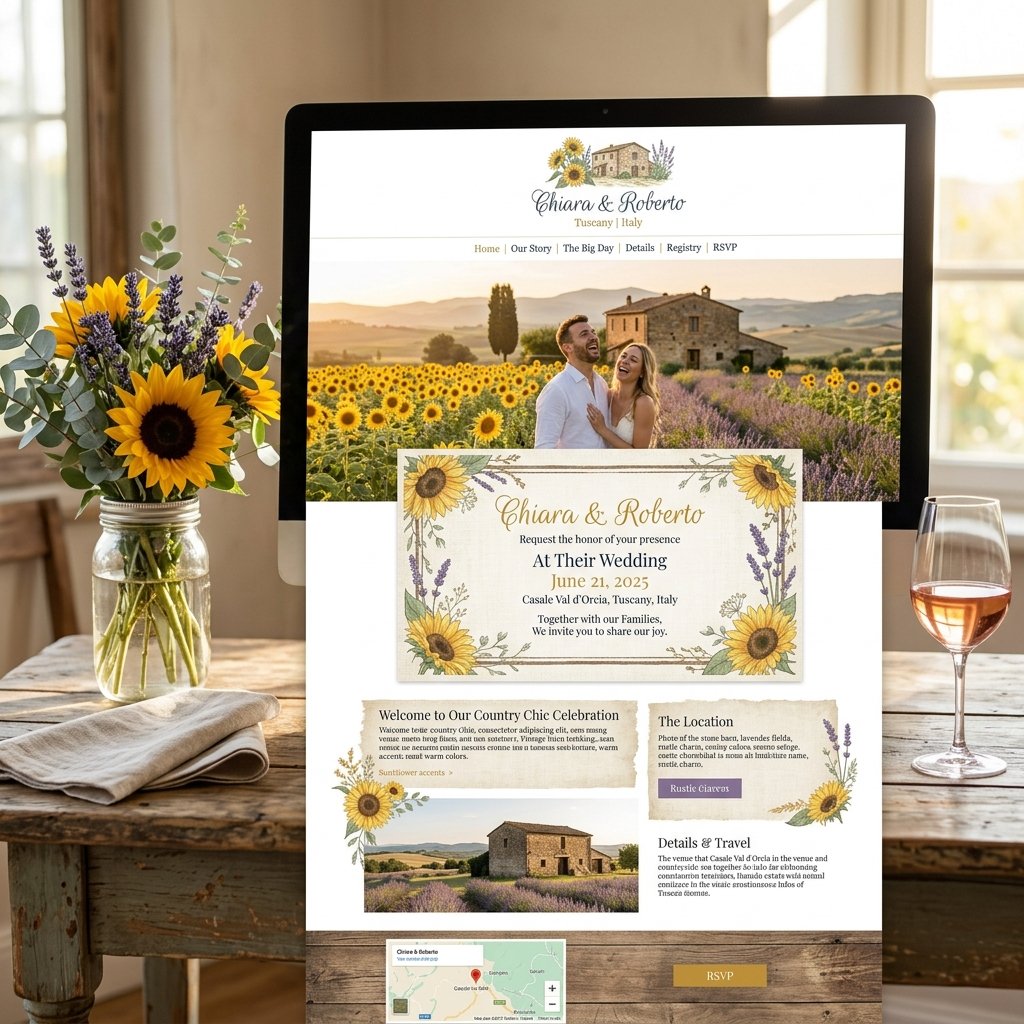 Anteprima template Country Chic — Toscana, girasoli, lino